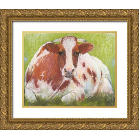 Cow Gold Ornate Wood Framed Art Print with Double Matting by Botman, Loes