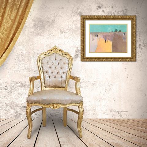 Looking at Cows Gold Ornate Wood Framed Art Print with Double Matting by Groenhart, Jan