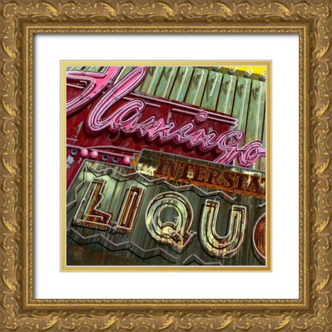 Flamingo Liquor s Gold Ornate Wood Framed Art Print with Double Matting by van Sprengel, Didier
