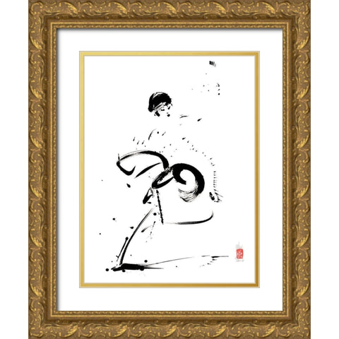 Fleur de tendresse Gold Ornate Wood Framed Art Print with Double Matting by Hanniet, Marc