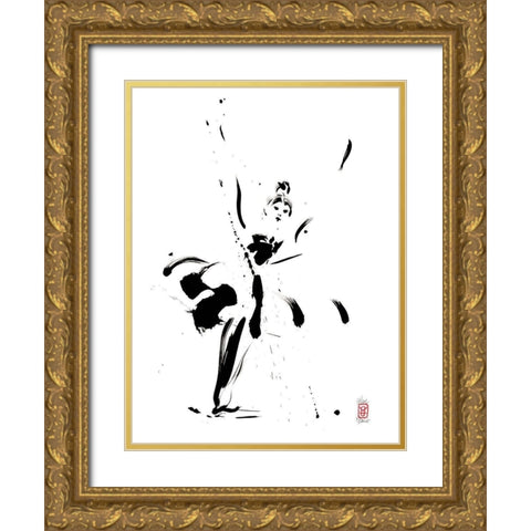 Le salut de la belle Gold Ornate Wood Framed Art Print with Double Matting by Hanniet, Marc