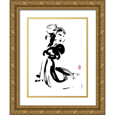 Lassurance du charme Gold Ornate Wood Framed Art Print with Double Matting by Hanniet, Marc