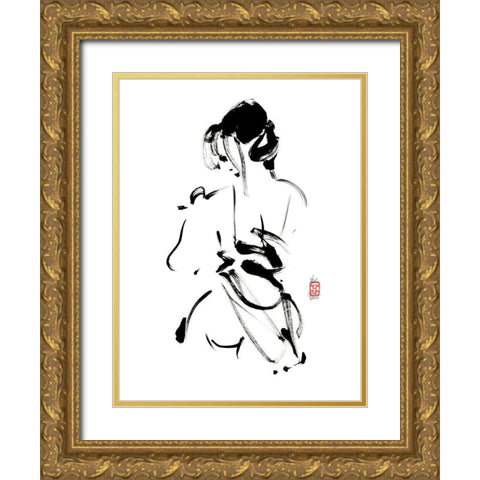 Coquine Gold Ornate Wood Framed Art Print with Double Matting by Hanniet, Marc
