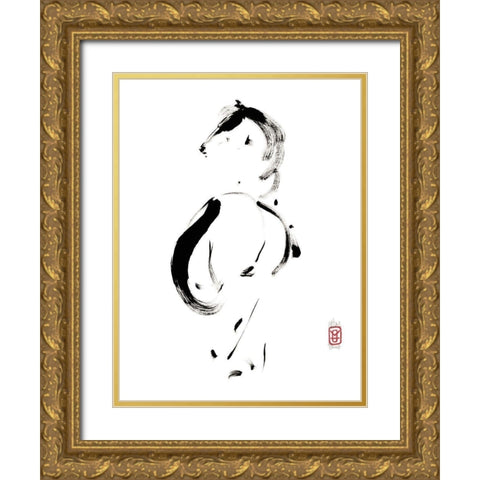 La mysterieuse elegante Gold Ornate Wood Framed Art Print with Double Matting by Hanniet, Marc
