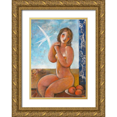 Jeunesse Gold Ornate Wood Framed Art Print with Double Matting by Hanniet, Marc