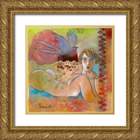 Legeres-nos certitudes Gold Ornate Wood Framed Art Print with Double Matting by Hanniet, Marc