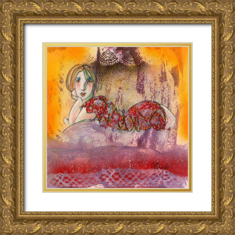 Summer for ever Gold Ornate Wood Framed Art Print with Double Matting by Hanniet, Marc