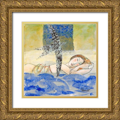 Leloge des vagues Gold Ornate Wood Framed Art Print with Double Matting by Hanniet, Marc
