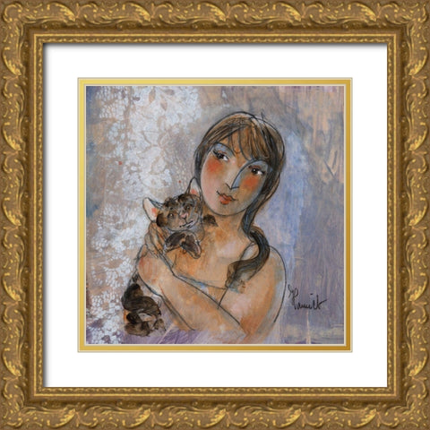 Les inseparables Gold Ornate Wood Framed Art Print with Double Matting by Hanniet, Marc