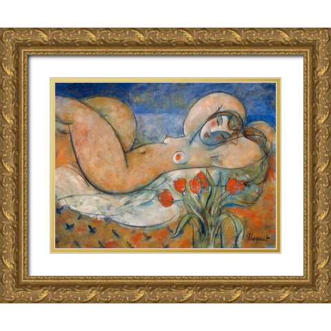 Lempreinte dune seconde Gold Ornate Wood Framed Art Print with Double Matting by Hanniet, Marc