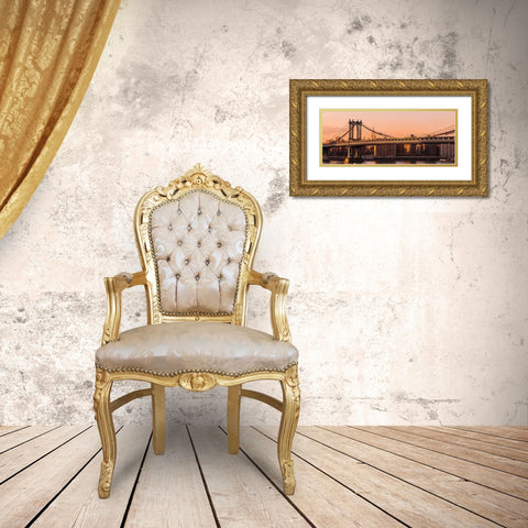 Pont de Manhattan Gold Ornate Wood Framed Art Print with Double Matting by Bertrande, Arnaud