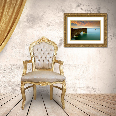 Dyrholaey Gold Ornate Wood Framed Art Print with Double Matting by Bertrande, Arnaud