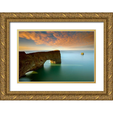 Dyrholaey Gold Ornate Wood Framed Art Print with Double Matting by Bertrande, Arnaud