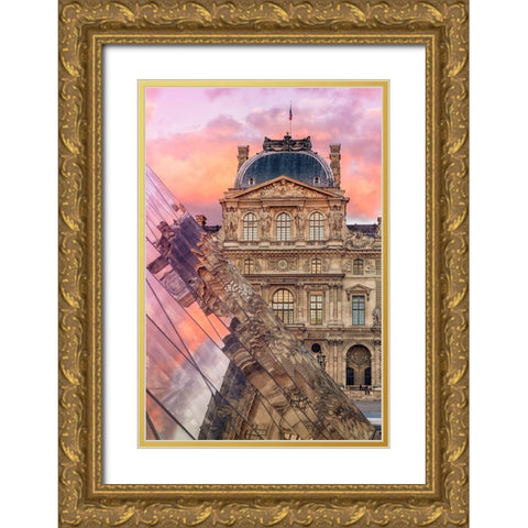 Le Louvre Gold Ornate Wood Framed Art Print with Double Matting by Bertrande, Arnaud