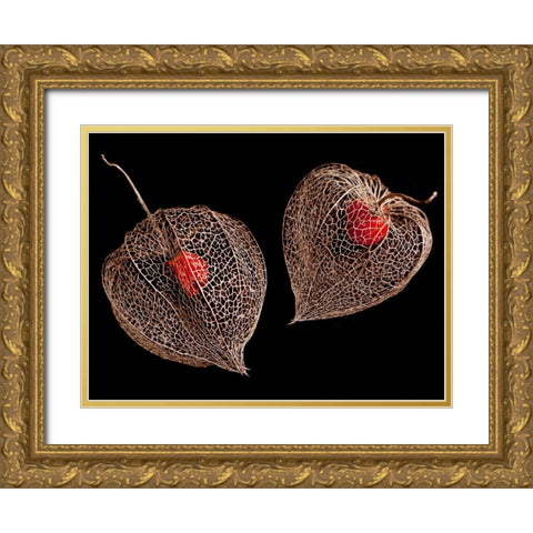 Lantern Hearts Gold Ornate Wood Framed Art Print with Double Matting by Weber, Matthias