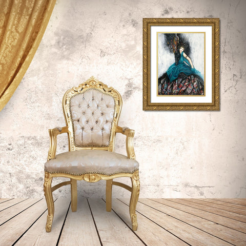 Le voile bleu Gold Ornate Wood Framed Art Print with Double Matting by Maugeri, Valerie