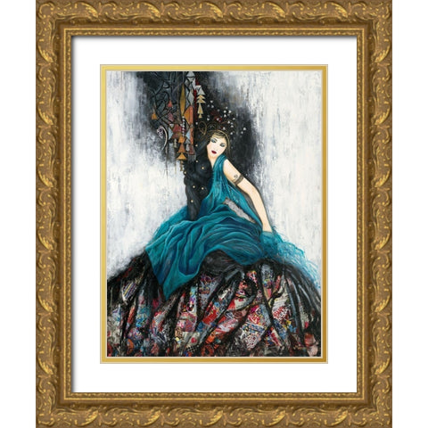 Le voile bleu Gold Ornate Wood Framed Art Print with Double Matting by Maugeri, Valerie