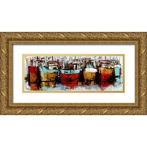 Puerto Pesquero Gold Ornate Wood Framed Art Print with Double Matting by Villanueva, Natalia