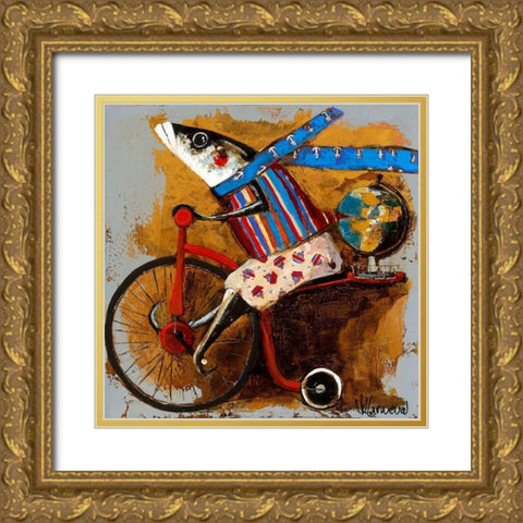 Paseando el mundo Gold Ornate Wood Framed Art Print with Double Matting by Villanueva, Natalia