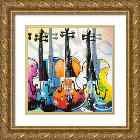 Variation for Violin III Gold Ornate Wood Framed Art Print with Double Matting by Cornee, Patrick