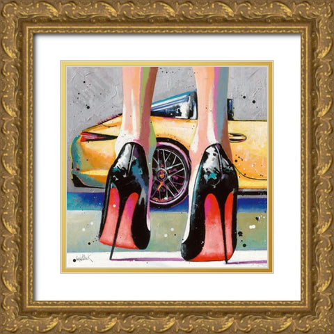 My high Heels-my pretty Car and Me Gold Ornate Wood Framed Art Print with Double Matting by Cornee, Patrick