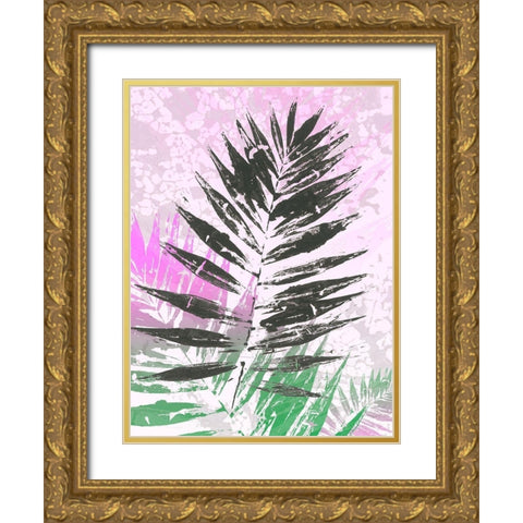 Leaf Study rose II Gold Ornate Wood Framed Art Print with Double Matting by SARA Design