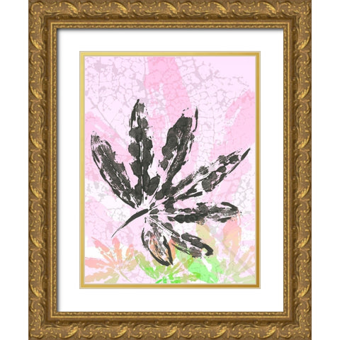 Leaf Study rose III Gold Ornate Wood Framed Art Print with Double Matting by SARA Design