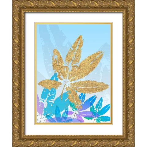 Goldnes Sommerblau III Gold Ornate Wood Framed Art Print with Double Matting by SARA Design