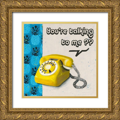 Youre talking to me?? Gold Ornate Wood Framed Art Print with Double Matting by Gouy, Chrystelle