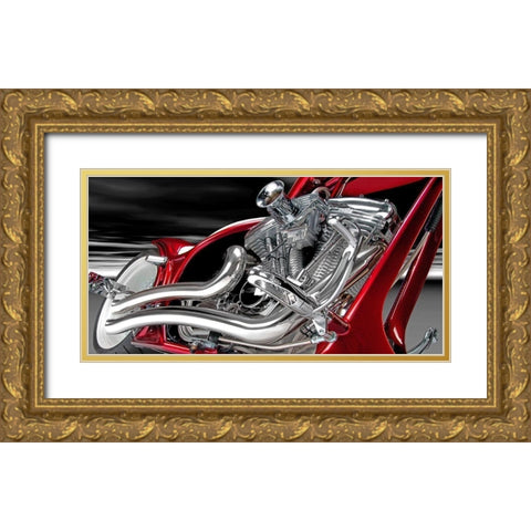 V Block One Gold Ornate Wood Framed Art Print with Double Matting by Hillert, Peter