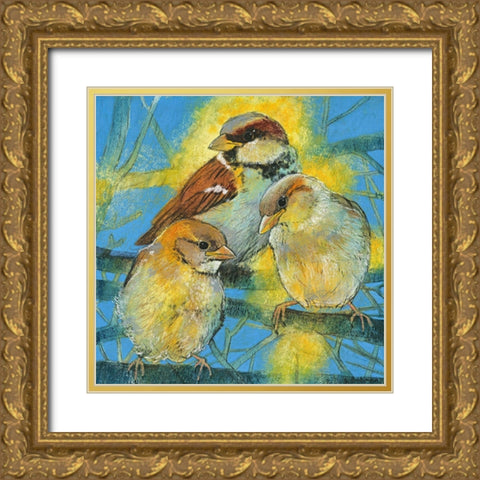 Spatzen Gold Ornate Wood Framed Art Print with Double Matting by Botman, Loes