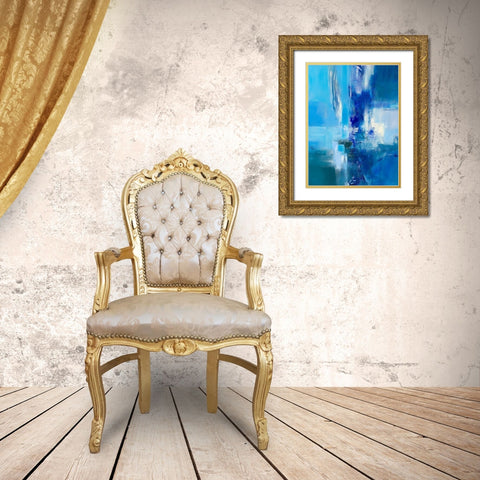 La vie en bleu II  Gold Ornate Wood Framed Art Print with Double Matting by Ball, Veronique
