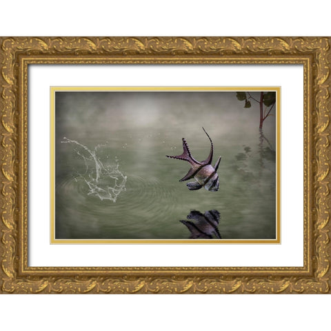 Banggai Cardinalfish Gold Ornate Wood Framed Art Print with Double Matting by Visser, Michiel