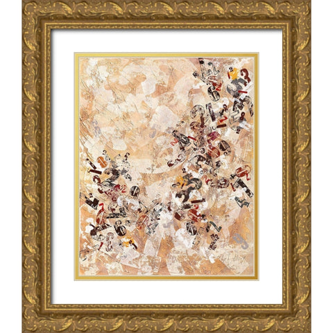 Ziffern-Strukturen Gold Ornate Wood Framed Art Print with Double Matting by Wendling, Heinz