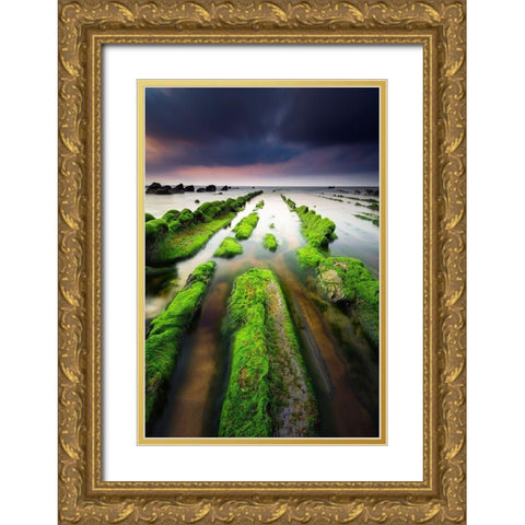 Barrika III Gold Ornate Wood Framed Art Print with Double Matting by Bertrande, Arnaud