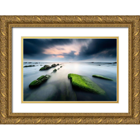 Barrika IV Gold Ornate Wood Framed Art Print with Double Matting by Bertrande, Arnaud