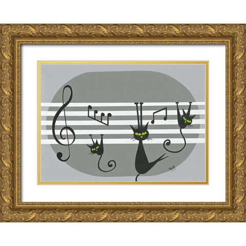 Cha cha cha Gold Ornate Wood Framed Art Print with Double Matting by ANNA