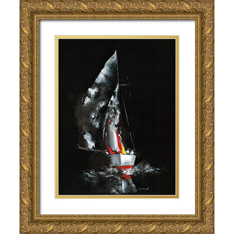 Effet de nuit Gold Ornate Wood Framed Art Print with Double Matting by de Courcy, Gerard