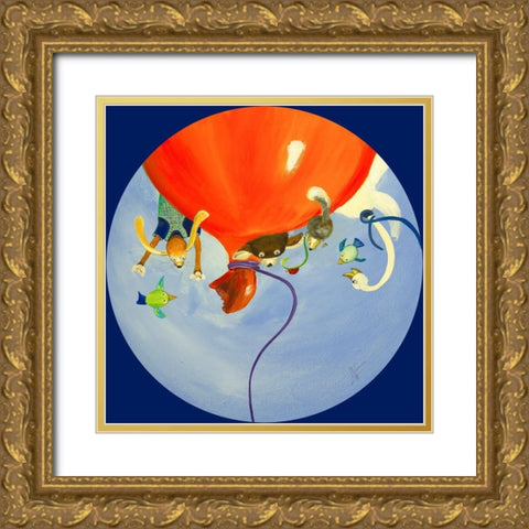 En lair a lenvers Gold Ornate Wood Framed Art Print with Double Matting by Naudin, Genevieve