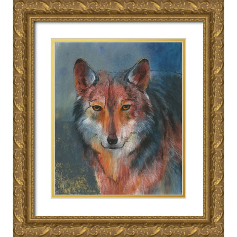 Roter Wolf Gold Ornate Wood Framed Art Print with Double Matting by Botman, Loes