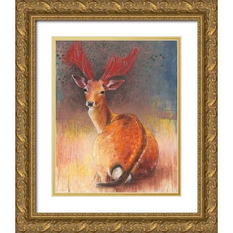 Hirsch Gold Ornate Wood Framed Art Print with Double Matting by Botman, Loes