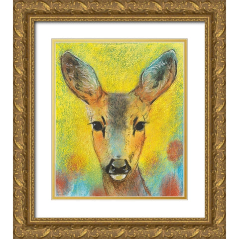 Rehkitz II Gold Ornate Wood Framed Art Print with Double Matting by Botman, Loes