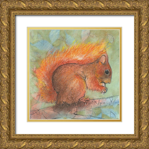 Eichhornchen Gold Ornate Wood Framed Art Print with Double Matting by Botman, Loes