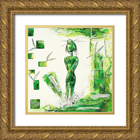 Girl Gold Ornate Wood Framed Art Print with Double Matting by Marso