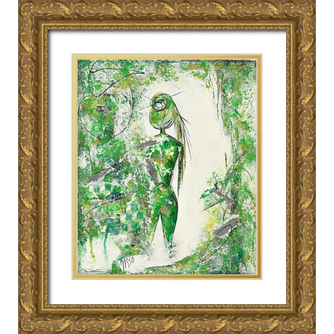 Woman Gold Ornate Wood Framed Art Print with Double Matting by Marso