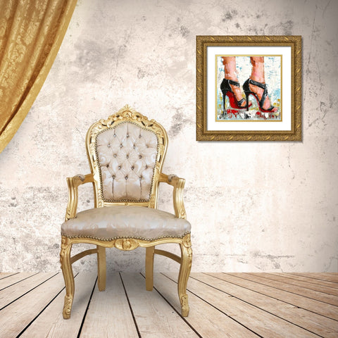 Sous mes pieds Gold Ornate Wood Framed Art Print with Double Matting by Catherine M.