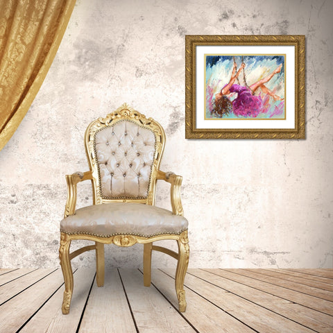 Loiseau sur la branche Gold Ornate Wood Framed Art Print with Double Matting by Catherine M.