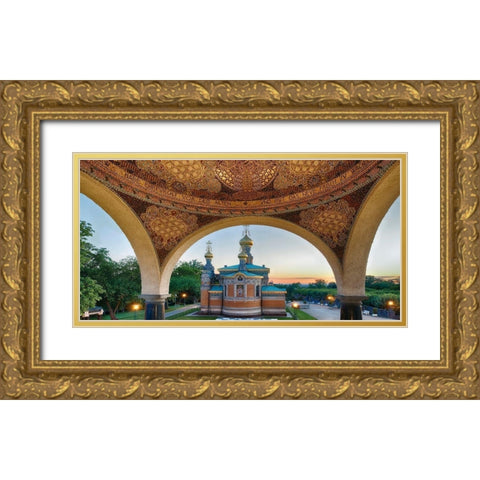 Mathildenhohe Darmstadt Russische Kapelle Gold Ornate Wood Framed Art Print with Double Matting by Fischer, Rolf