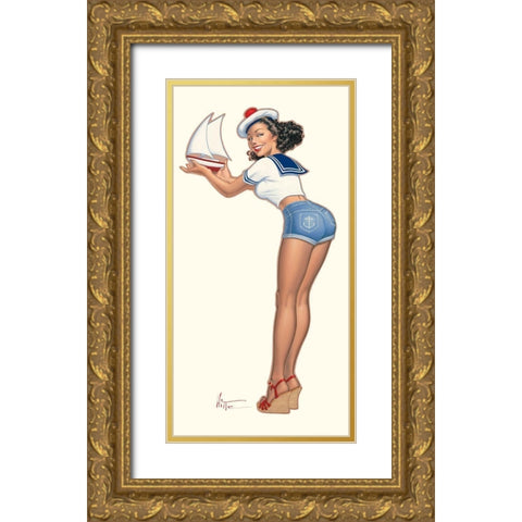 Irma la Mousse Gold Ornate Wood Framed Art Print with Double Matting by Hitte, Patrick