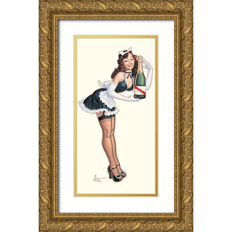 French Maid Gold Ornate Wood Framed Art Print with Double Matting by Hitte, Patrick